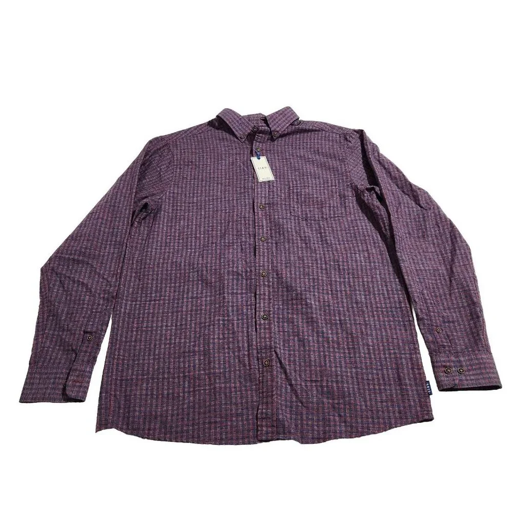 Rowm Mens Long Sleeve Button-Down Shirt Red/Blue Checkered size LT - Picture 8 of 11